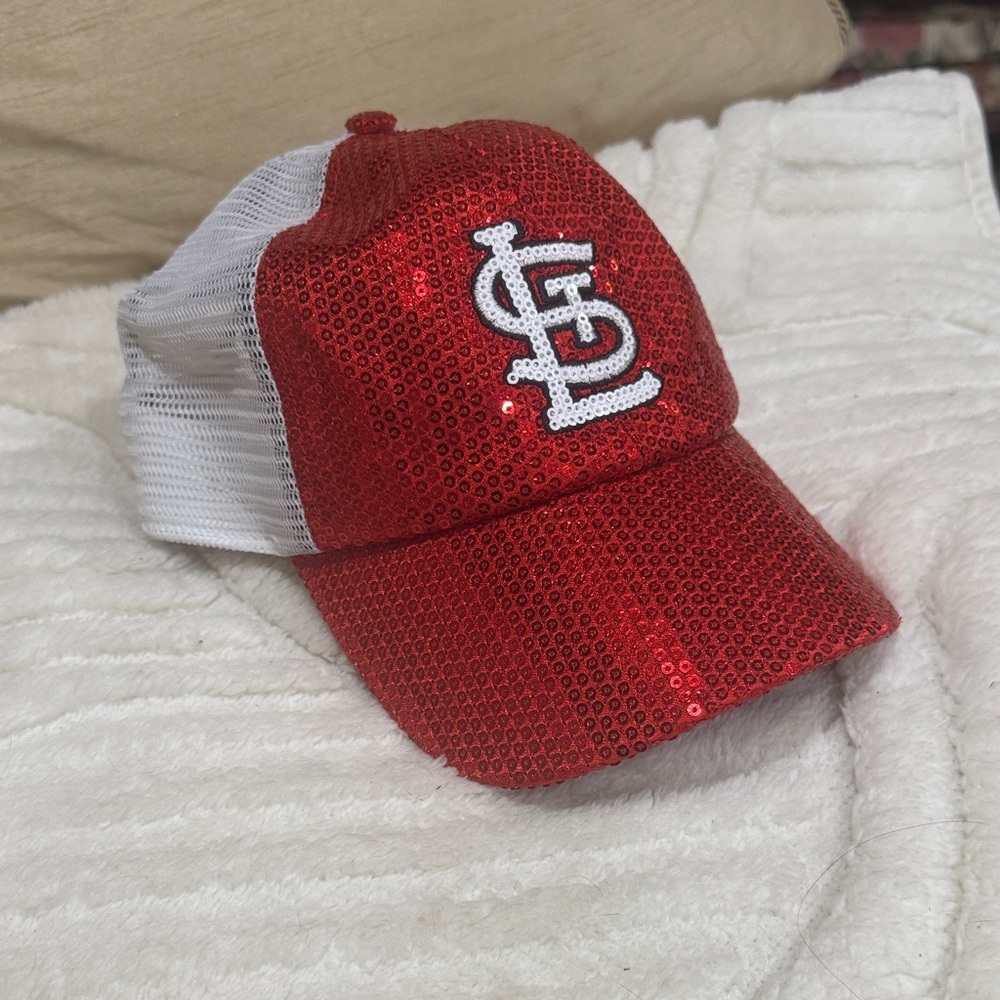 Red and White Sequin Kids Cap